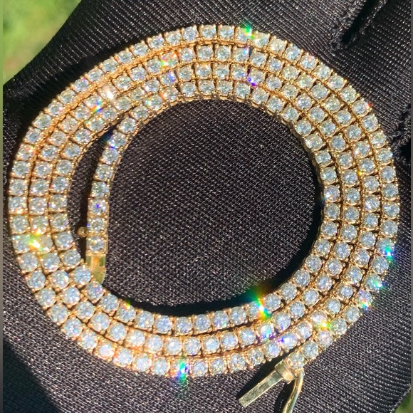 14k 11.00ct Natural Tennis Necklace